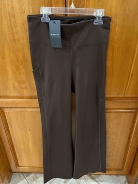 Fabletics High-Rise Wide Leg Pocket Fleece Leggings - Brown